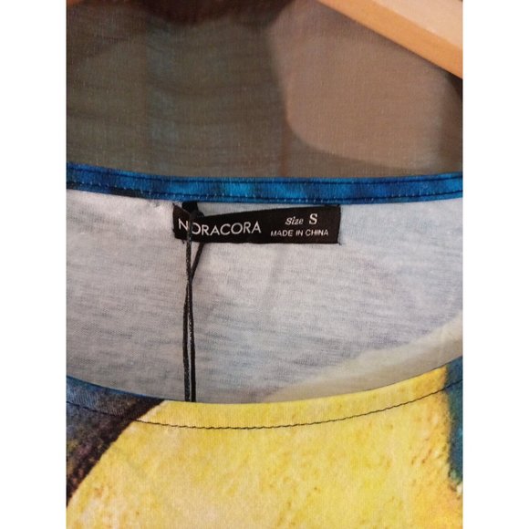 Nwt Women's Noracora Vibrant Colorful Art Front & Back Print Blouse Small - Picture 5 of 8